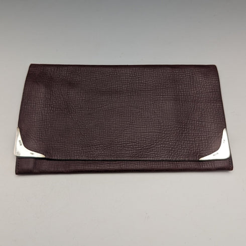 1933 英國復古純銀裝飾皮革皮夾長皮夾 B&T